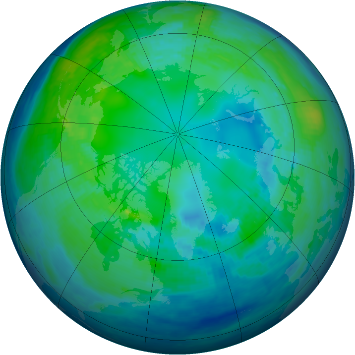 Arctic ozone map for 29 October 1992